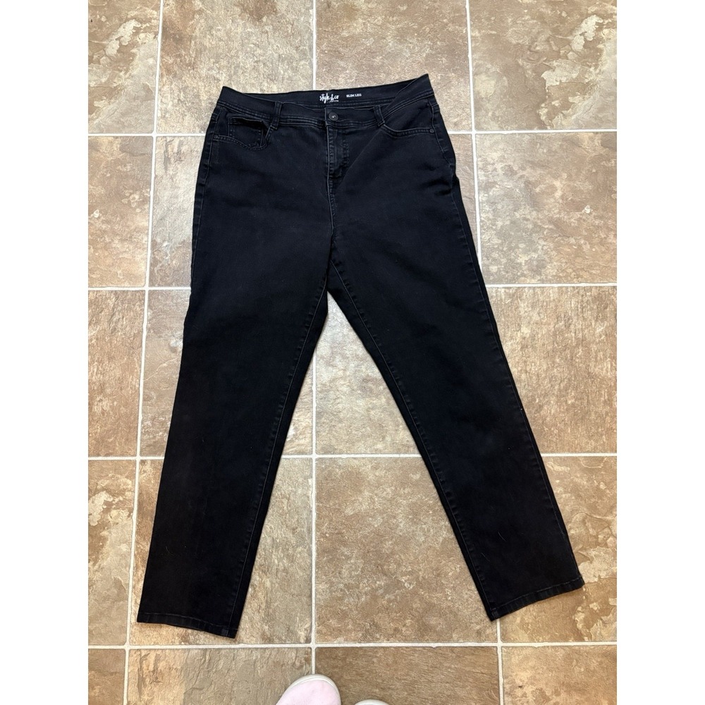 Style&co. Slim Leg Jeans Black Stretch Denim Women's Petite Cotton Blend
